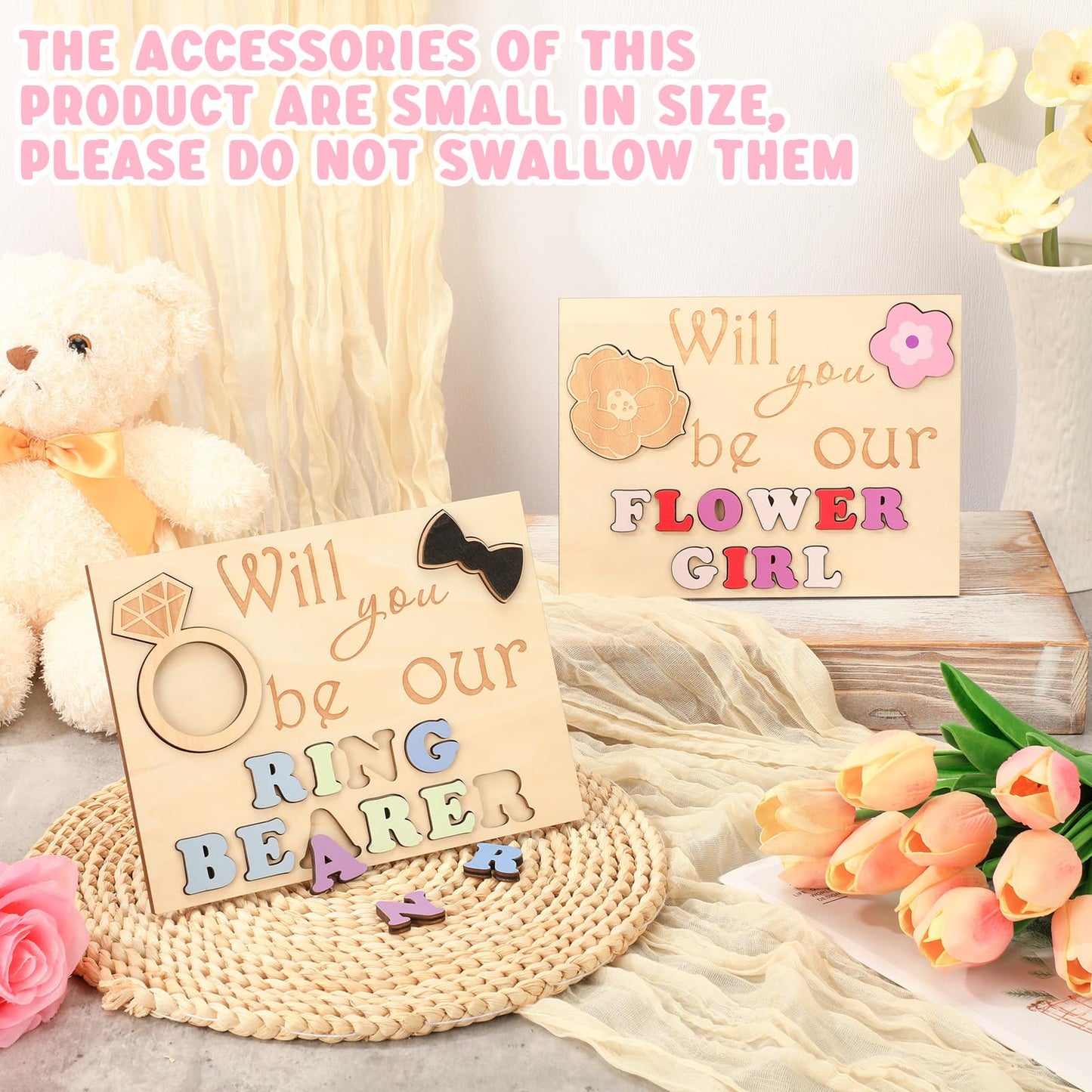 Threehoney 2 Pcs Wedding Flower Girl Ring Bearer Puzzle Invitation Will You Be Our Flower Girl Proposal Gifts Will You Be Our Ri