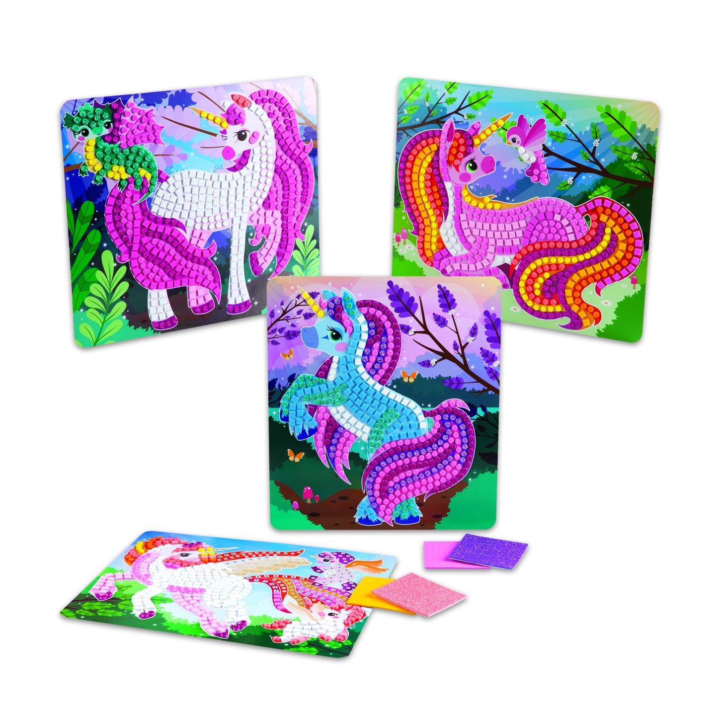 ORB The Factory Sticky Mosaics Unicorns, Pink/Teal/Blue/Purple, 12 x 2 x 10.75