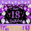 Purple 18Th Birthday Decoration Banner For Girls Large Black Purple Silver Happy 18Th Birthday Banner Purple And Black 18Th Background For 18Th Birthday Anniversary Party Supplies