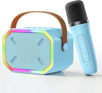 Mini Karaoke Machine With Kids Microphone,Bluetooth Karaoke Microphone Wireless For Singing,Birthday Easter Gifts For Kids Age 4 5 6 7 8 Year Old Girls Boys
