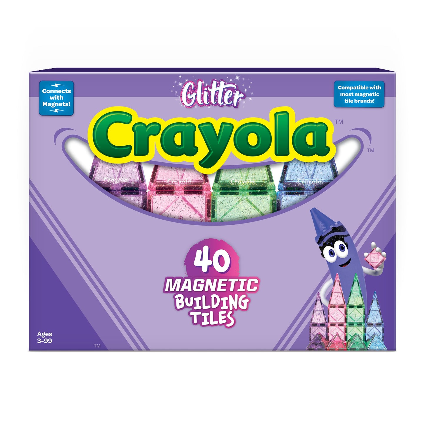 Createon Crayola Glitter Magnetic Tiles, Building Set For Kids, Magnetic Tiles, Magnetic Building Toys For Kids, Stem Easter Toy