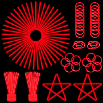 Ilhsty 100 Pcs 8'' Red Glow Sticks Glow Necklaces In The Dark Party Favors Supplies Bright Glowsticks Bulk With Accessories For