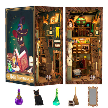 Fsolis Book Nook Kit, Diy Miniature Room House Kit For Adult Activities Decorative Bookend Bookshelf Bookcase Decor Birthday For Women Teens (Magic Pharmacist)