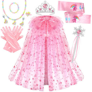 Princess Dress Up Clothes For Little Girl, 11Pcs Princess Dress Up Cape Gift Set With Pincess Crown, Princess Dresses Princess T