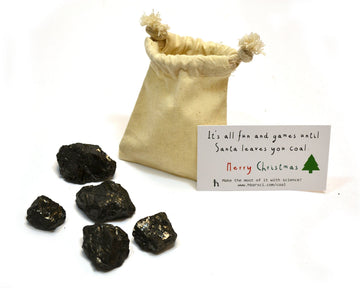 hBARSCI Santa's Scientific Christmas Coal – Premium Cotton Bag with 5 Genuine American Coal Lumps (Medium Marble Size) – Model XMASCOAL5SM