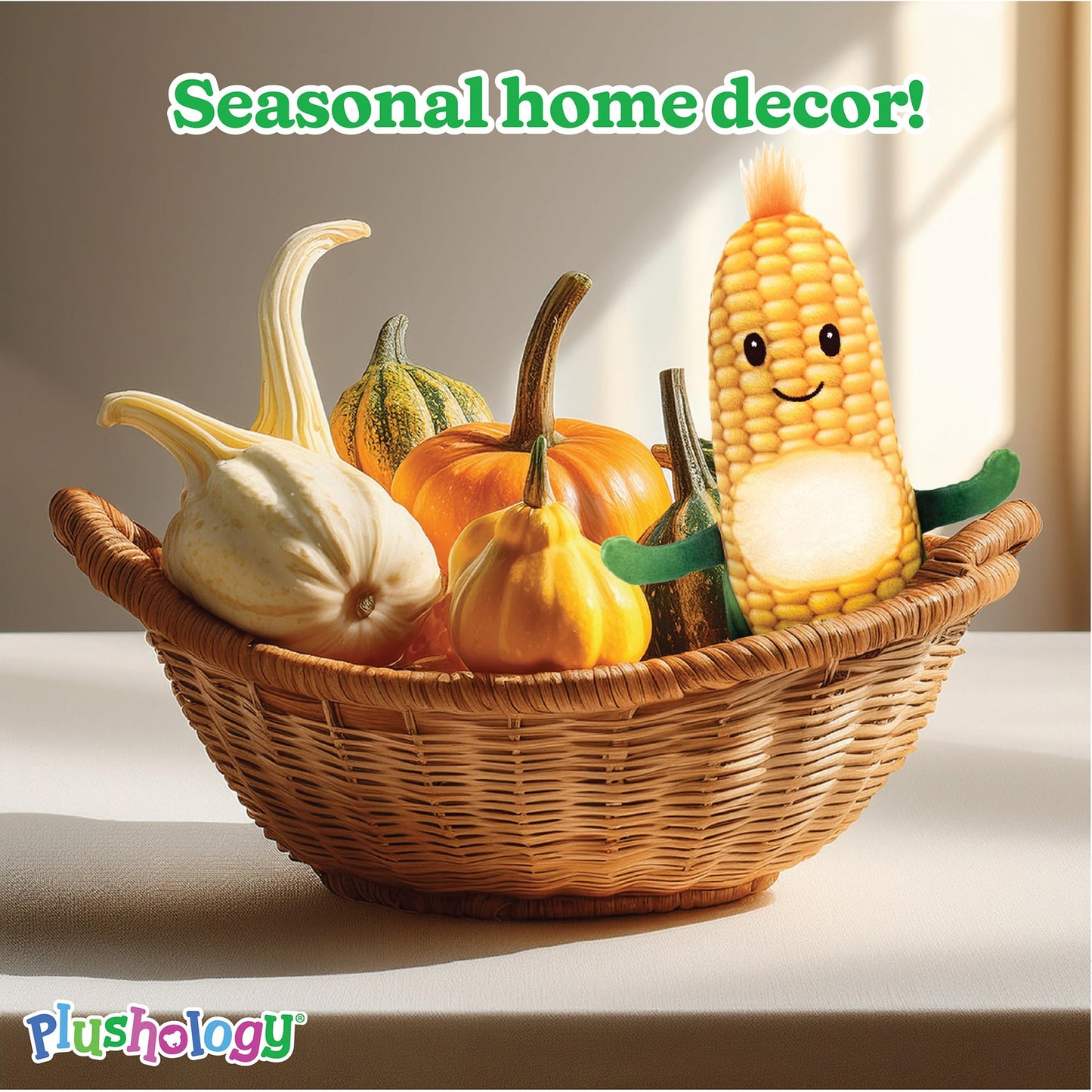 PLUSHOLOGY Squishy Corn Cob Plush Toy - Ultra Soft 7" Stuffed Animal for Kids and Adults - Multicolored, Child-Safe Embroidered Eyes, Model 155128