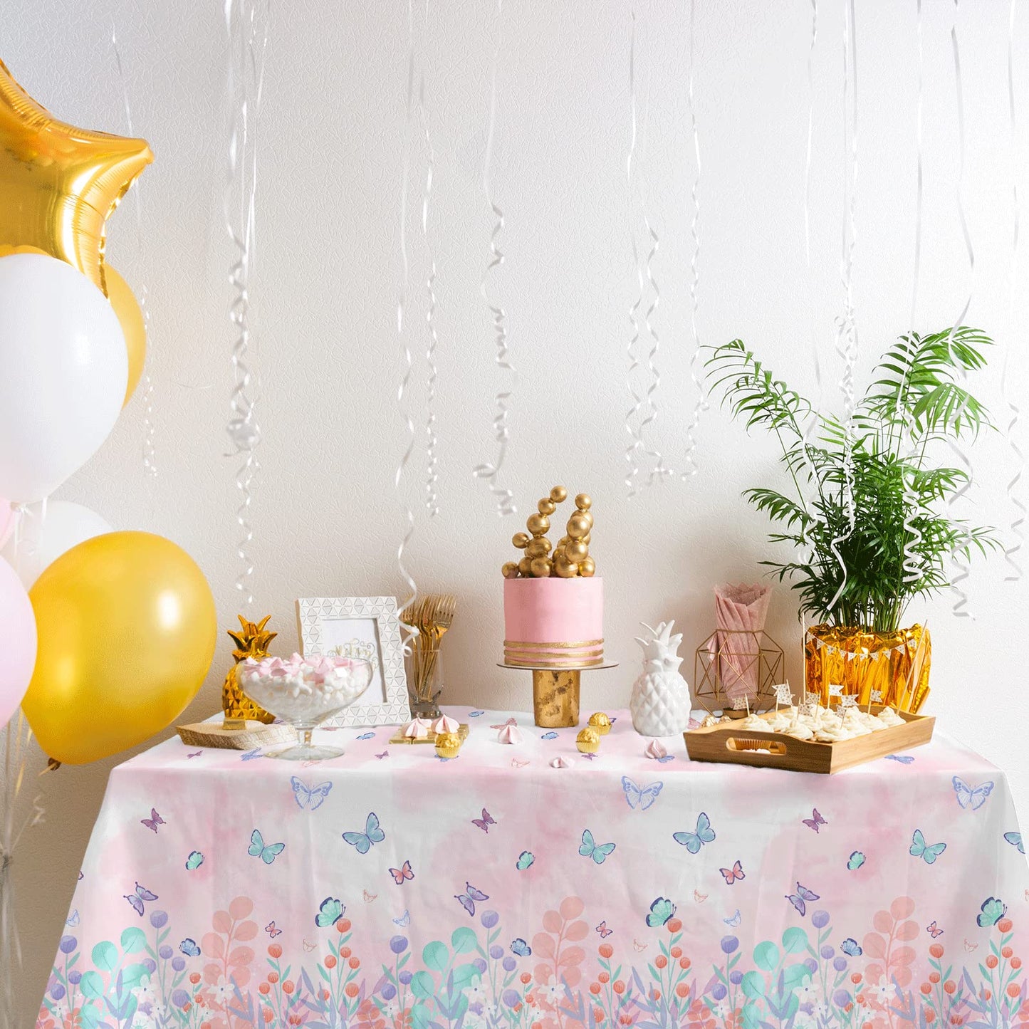 Butterfly Disposable Tablecloth, Plastic Table Cover for Kids Birthday Party, 3 PCS, 54   x 108