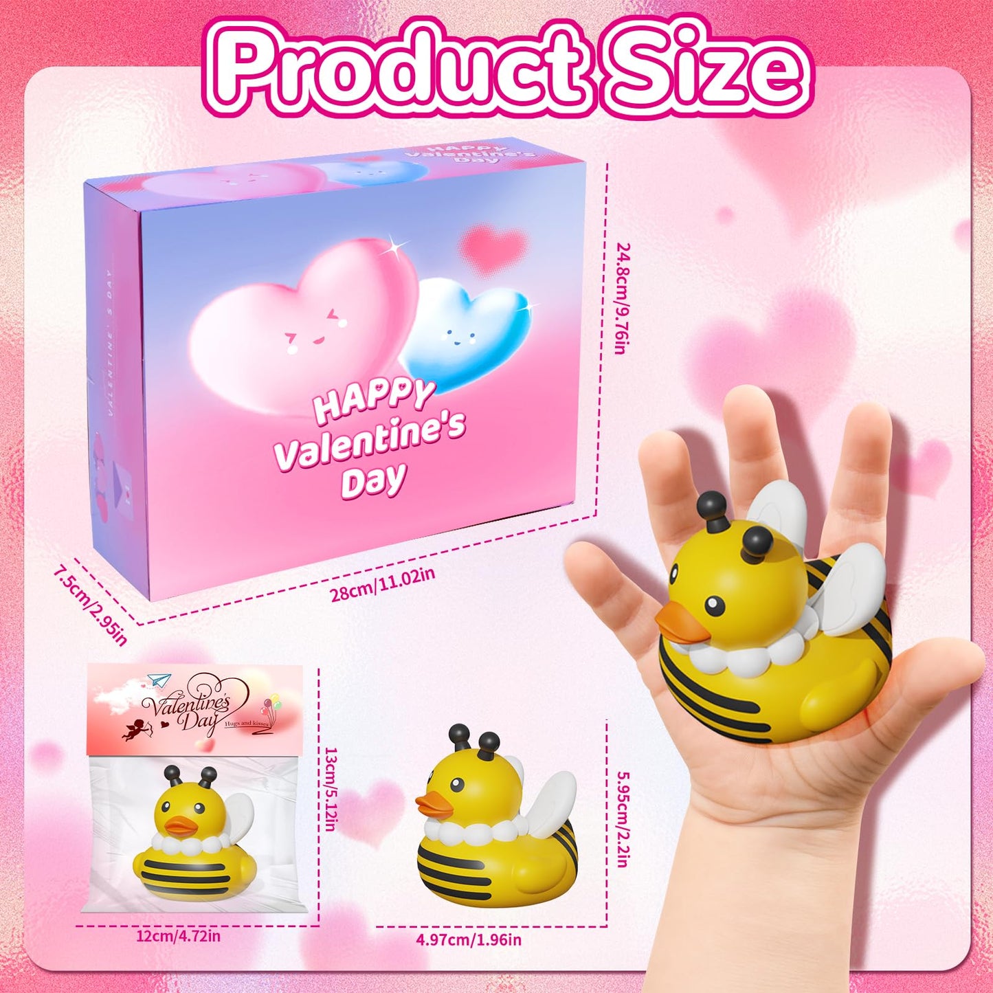 Konijiwa Valentines Day Gifts For Kids Includes 24 Pack Rubber Duck And Valentine Cards, School Valentine'S Day Party Exchanges