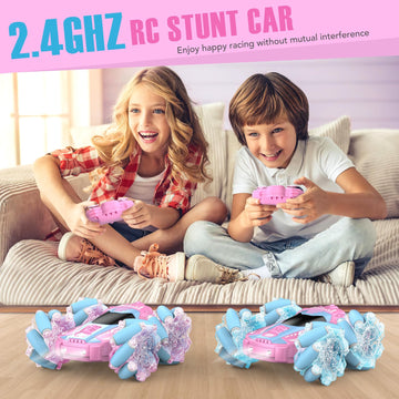 NQD Remote Control Car for Girls, RC Car 2.4 GHz Double Sided 360 Rotating Rc Stunt Car with Cool Lights Music Rechargeable All