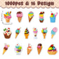 Beyumi Summer Ice Cream Stickers - 1000Pcs Ice Cream Stickers In 2 Rolls Waterproof Vinyl Sweets Themed Cute Dessert Decals For Gift Laptop Bottle Scrapbooking Luggage Computer Envelope Decor For Kids