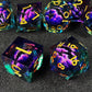 Haomeja Dnd Resin Dice Set - Beholder'S Dragon Eye Dice, Liquid Core, Sharp Edges, 7 Pcs (Eye Purple Blue)