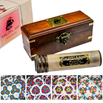 Handmade Kaleidoscope With Wooden Box, Educational Vintage Collection, Antique Birthday Gift Kaleidoscope D  Cor Solid Brass 5.5