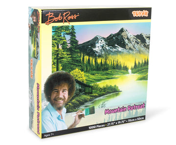 Bob Ross Mountain Retreat Nature Puzzle Board For Adults And Kids | Forest Lake Jigsaw Puzzle 1000 Pieces | Interactive Brain Teaser For Family Game Night | 28 X 20 Inches