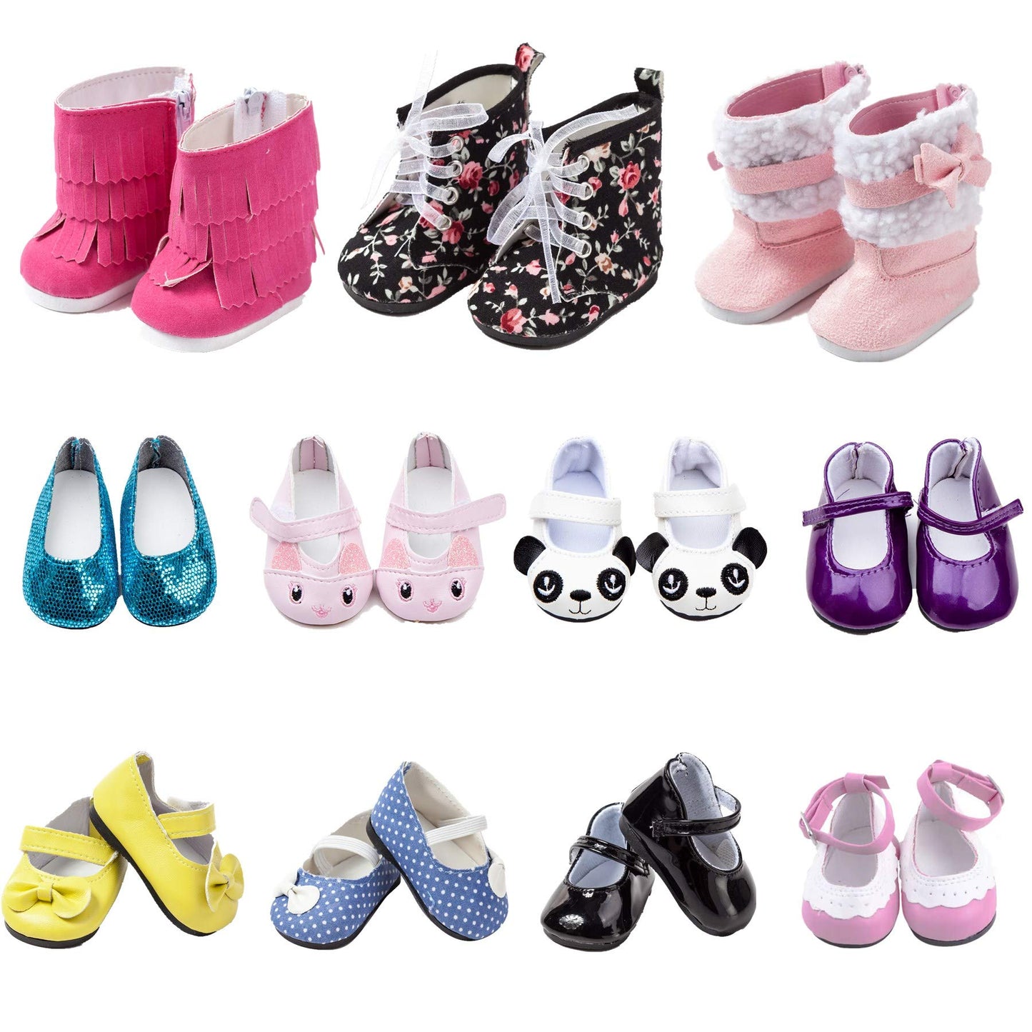 6 Pairs Of Doll Shoes Include Boots Leather Shoes Fits 18 Inch American Girl Doll