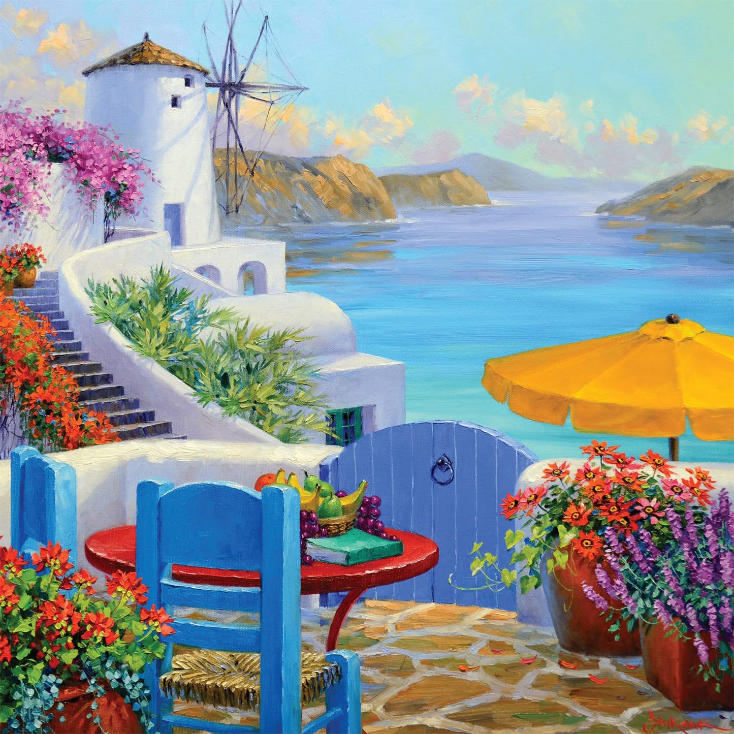 Buffalo Games Mikki Senkarik Seaside Happiness 300 Piece Jigsaw Puzzle, Large Size, Multicolor, Model 22704, Perfect for Game Nights