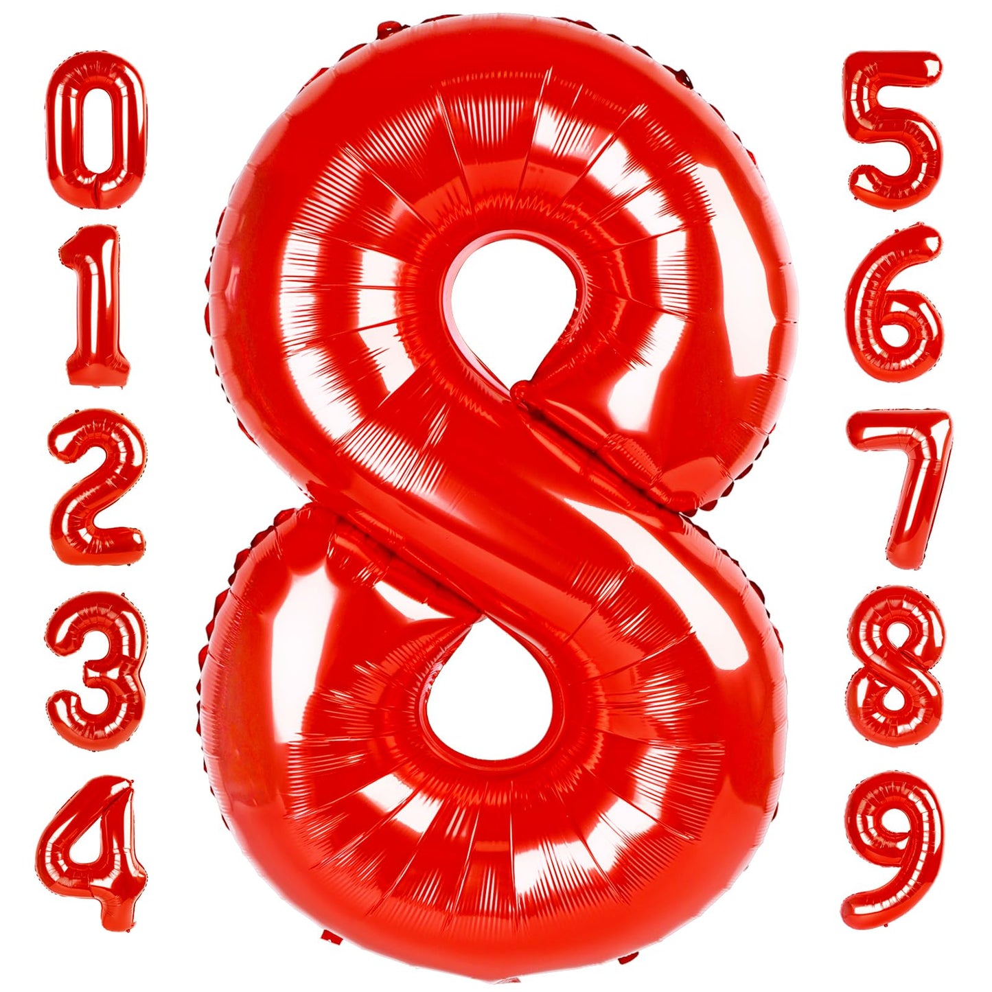 Number 8 Balloon 40 Inch Red Party Decorations, Large Mylar Foil Helium Balloon Birthday For8 18 28 80 1989 Decorations Party Su