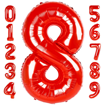 Number 8 Balloon 40 Inch Red Party Decorations, Large Mylar Foil Helium Balloon Birthday For8 18 28 80 1989 Decorations Party Su