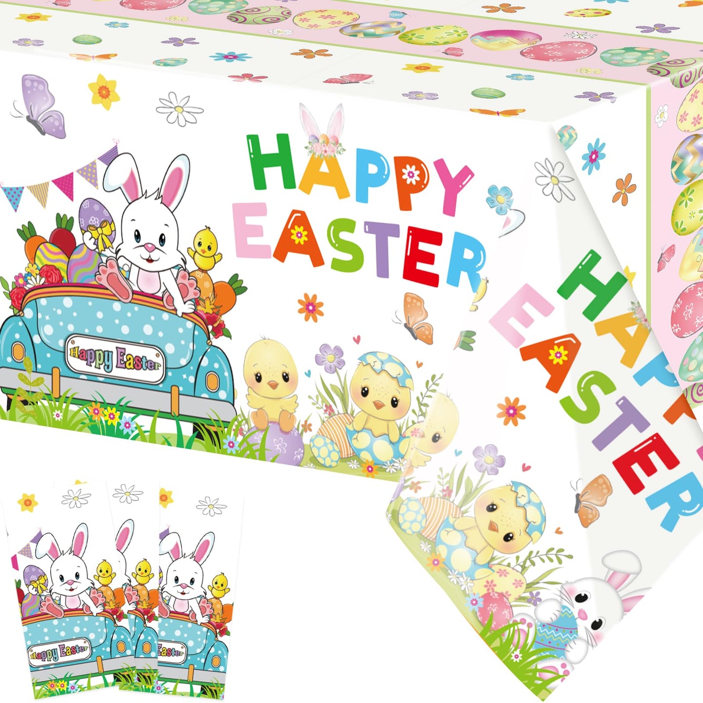 ceiba tree Easter Tablecloths Disposable Plastic 3 PCS Tablecloth Spring Party Supplies Table Decorations Decor 108 X 54 inch