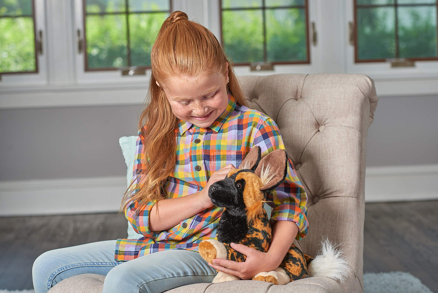 WILD REPUBLIC African Wild Dog Plush Toy, 12" Multi-Color Cuddlekins Stuffed Animal, Model 10900