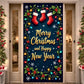 Large Merry Christmas Door Cover Christmas Stockings Door Banner Happy New Year Porch Hanging Backdrop for Xmas Party Supplies W