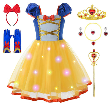 Uplus ME Light Up Princess Dress Up Clothes for Little Girls Toddler Kids Princess Costume Halloween Birthday Outfit (3-4T/110)