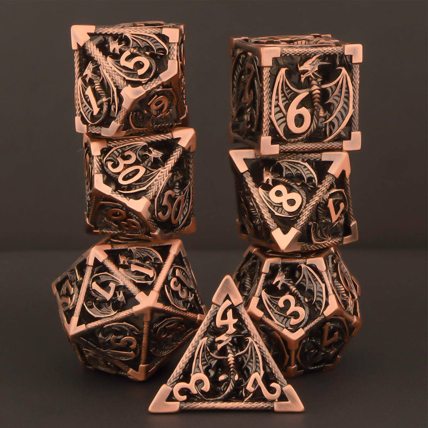 KERWELLSI Hollow DND Dice Set D&D with Gifts Box, 7pcs Polyhedral Metal D and D Dice for Role Playing Game, Dungeon Dragon Dice