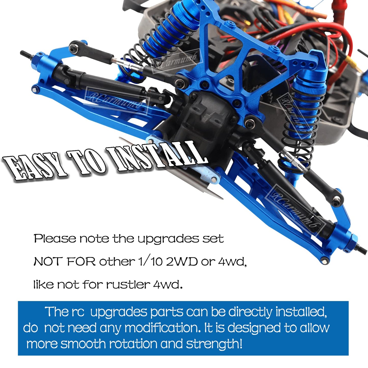 Rcarmumb RC Upgrades Part for 1/10 Slash 4x4 (VXL)/Stampede 4x4 (VXL),Alloy Front Rear Suspension Arm,Caster Block,Steering Bloc