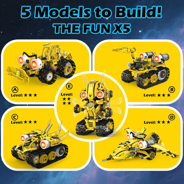 5 in 1 STEM Robot Building Kit with Remote & App Controll  Technic Coding Robotic Toys for Kids Ages 8-13 with LED-Lights Christmas Birthday Gift for Boys & Girls Age 6 7 8 9 10 11 12+ (673PCS)