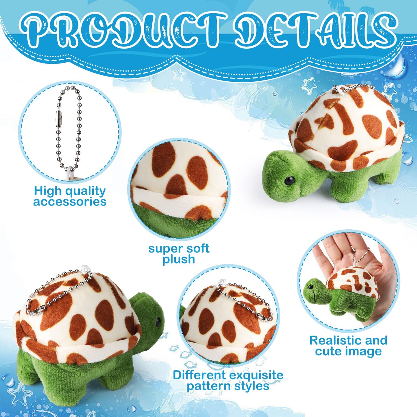 Hungdao 36 Pcs Mini Turtle Stuffed Toy Bulk Small Turtle Plush Toys Soft Cute Stuffed Animal Decorations Animal Sea Party Favor