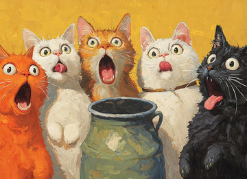 1000-Piece mature-themed Puzzle - Fun Jigsaw Puzzle for mature-themeds Surprised Cats Oil Painting  Challenging Fun Puzzle for mature-themeds  Colorful Cat Art Puzzle  Great Gift Idea  26.65 x 19.25 in
