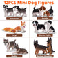 Eyscota 12Pcs Dog Figurines Playset, Realistic Detailed Plastic Puppy Figures, Hand Painted Mini Dog Figures Toy Set Cake Topper