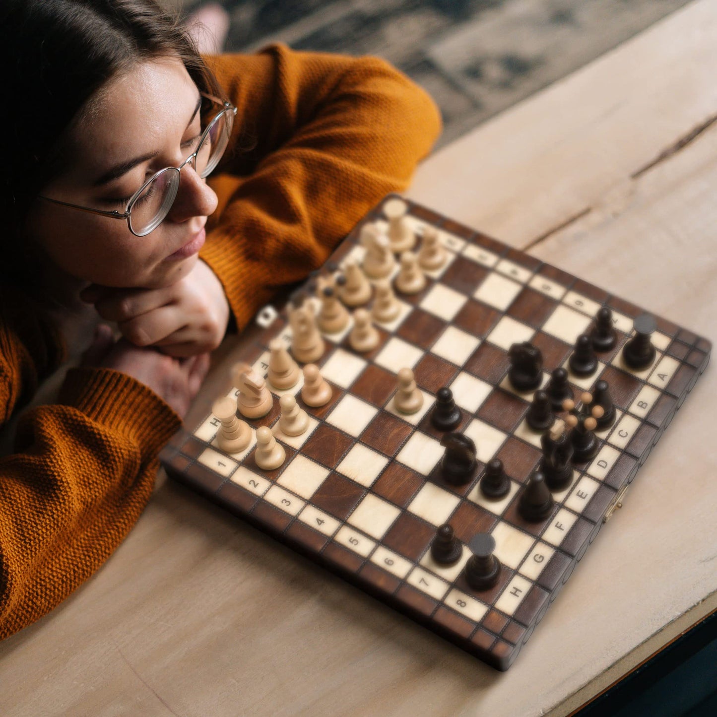 Husaria European International Chess Wooden Game Set, King's Classic - 11.3-Inch Small Size Chess Set with Folding Board and Fel