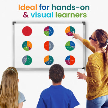 180pcs Magnetic Fraction Tiles & Fraction Circles Manipulatives - Montessori Magnetic Fractions for Kids - 3rd 4th 5th Grade Fraction Manipulatives Class Set - Makes Learning Fractions Fun & Easy