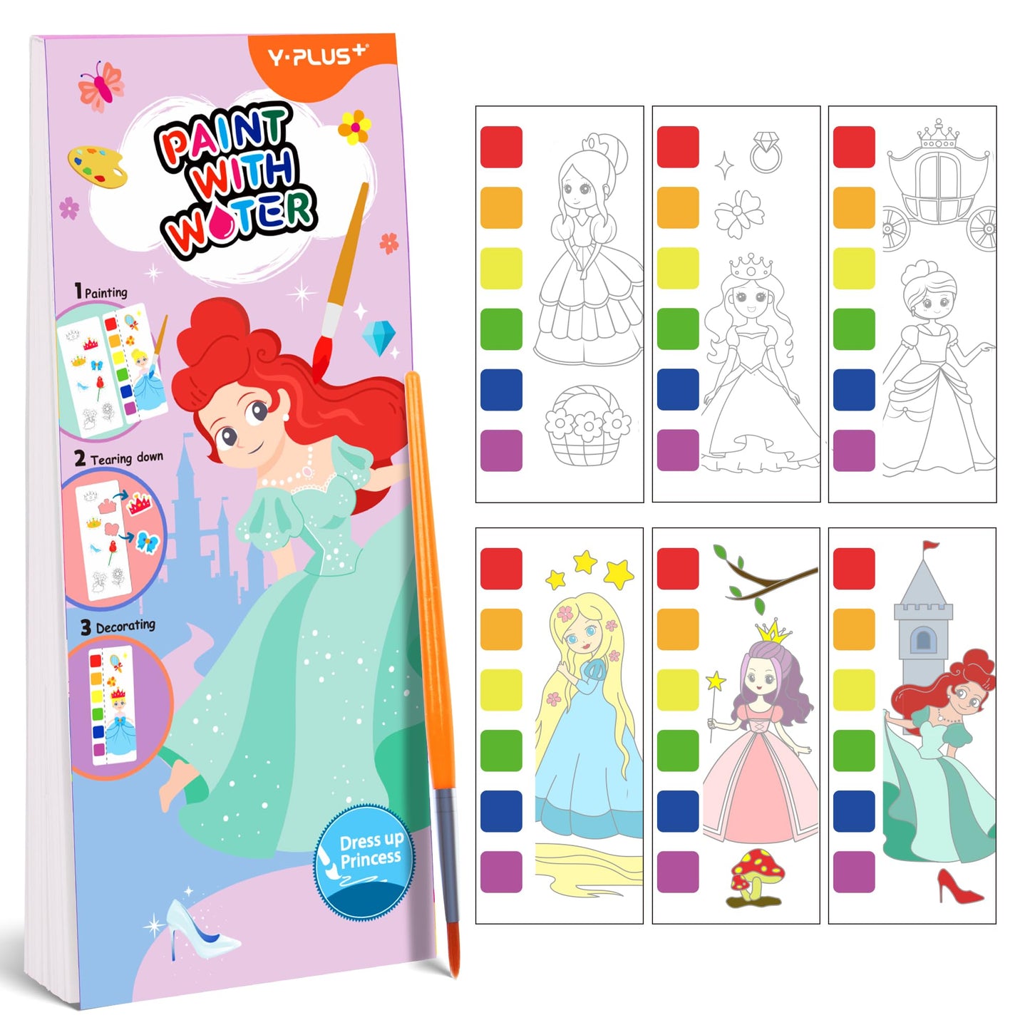 YPLUS Pocket Watercolor Book for Toddler, Art Activities Craft Toys Watercolor Painting Paper for Kids Gift Drawing with Brush- 