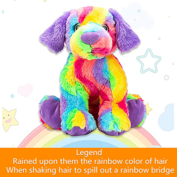 16'' Candy Dog Stuffed Animals Plush, Soft Cuddly Labrador Plush Toys, Large Stuffed Dog With Colorful Fur, Puppy Dog Stuffed Animals, Mother'S Day, Birthday, For Kids, Pets,Girls, Colorful