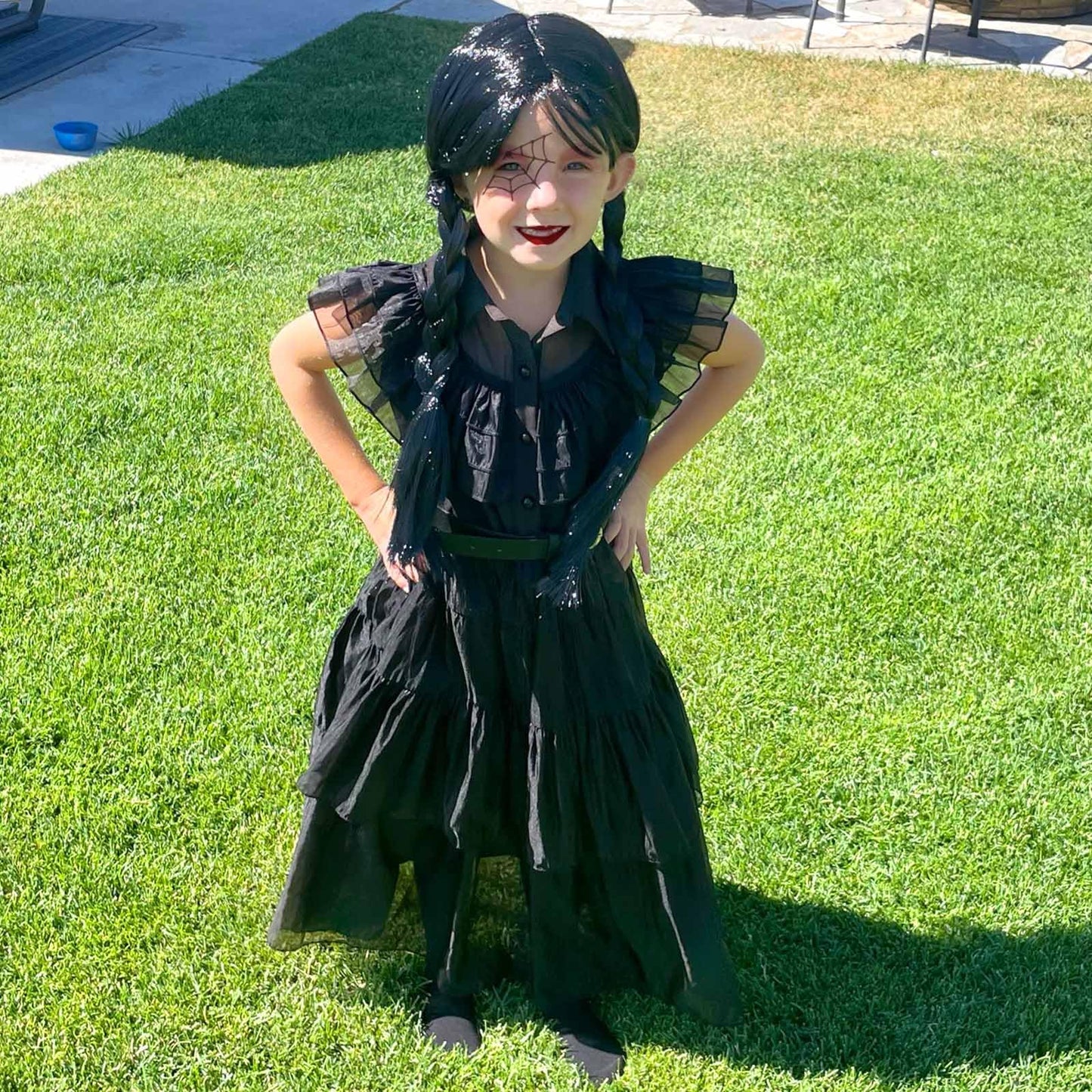 Knemmy Black Costume Dress For Girls Kids Toddler Birthday Halloween Cosplay Outfit Black Party Dress (6-7/130)