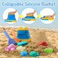 Collapsible Beach Toys Sand Set Collapsible Sand Bucket And Shovels Set With Mesh Bag & Molds Sandbox Toys For Kids Boy Ages 4-8