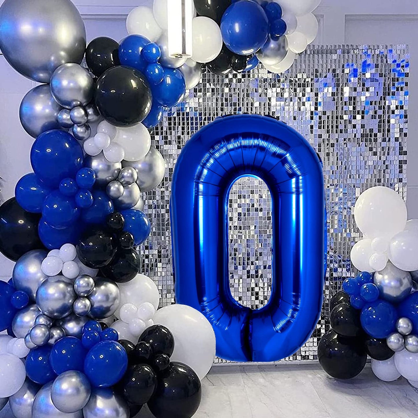 40 Inch Giant Navy Blue Number 0 Balloon, Helium Mylar Foil Number Balloons For Birthday Party, Birthday Decorations For Kids, A