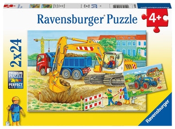 Ravensburger - Farm and Construction Site - 24 Piece Jigsaw Puzzle 2 Pack - Bold & Colorful Construction Site  and Work on The Farm - enhanced Quality - Ideal Gift - Screen-Free Fun - Children Age 4+