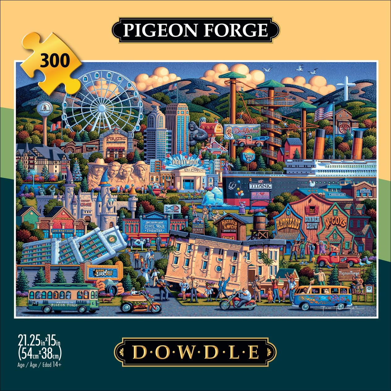 Buffalo Games - Dowdle - Pigeon Forge - 300 Piece Jigsaw Puzzle For Adults -Challenging Puzzle Perfect For Game Nights - Finished Size Is 21.25 X 15.00