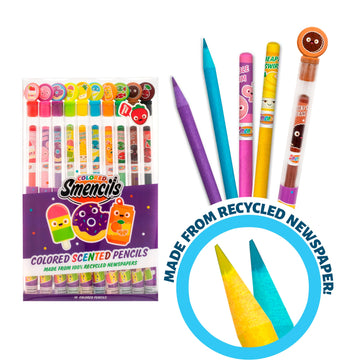 Colored Smencils (2 Pack) - Gourmet Scented Colored Pencils Made From Recycled Newspapers, 10 Count, Gifts For Kids, School Supplies, Classroom Rewards