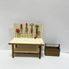 1:12 Dollhouse Miniature Tool Workbench With Accessories Miniature Dollhouse Garage Garden Furniture (Natureworkbench)