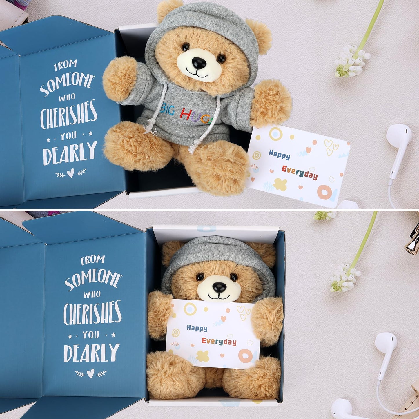 Osacoe Big Hugs Teddy Bear - Soft Plush Stuffed Animal with Removable Hoodie, Perfect Get Well Soon Gift for Kids and Adults