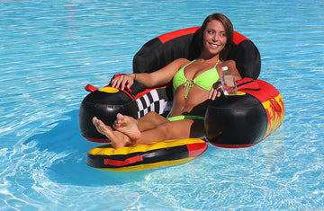 SportsStuff Siesta Lounge - Floatable Heavy-Duty Nylon & PVC Inflatable (68"x40") - Yellow, Model 54-1602