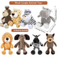 Elcoho 8 Pieces Safari Stuffed Animals Plush Jungle Animal Toys 9.8 Inch Zoo Stuffed Animals Set Cute Plush Toys For Animal Themed Parties Teacher Student Award, 8 Styles