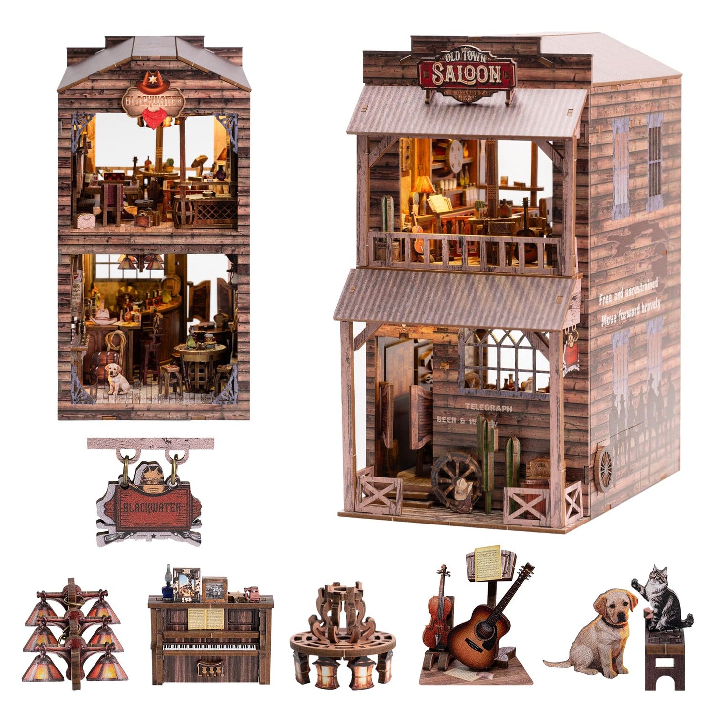 Wondyland Book Nook Kit - Diy Miniature House & Dollhouse Alley Model Kit, Puzzle Bookshelf Library Decor With Led Light, Craft
