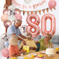 80Th Birthday Decorations Retro Pink Rose Gold,80Th Birthday Balloons,Happy 80Th Birthday Banner With Cake Toppers Rose Gold Num