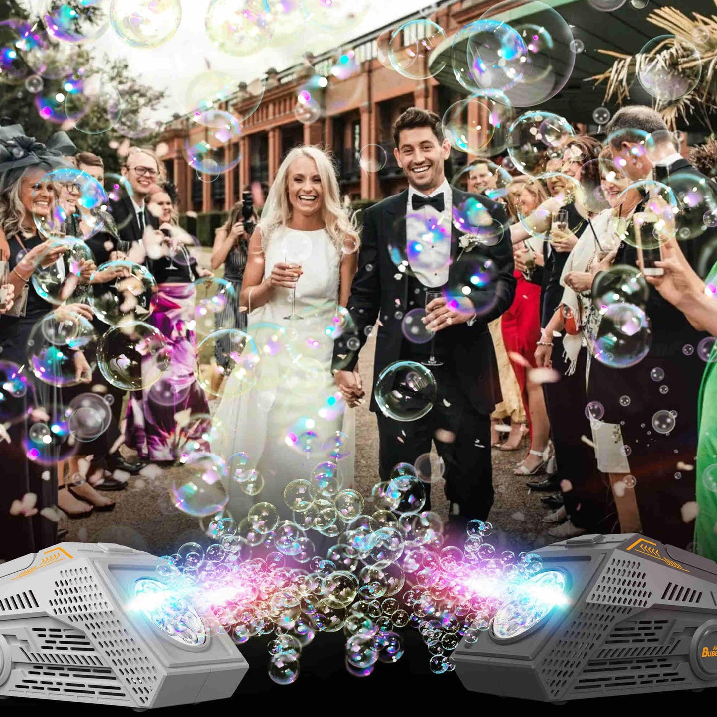 Abincee 2-Pack Bubble Machine,Automatic Bubble Blower With 4 Rechargeable Batteries 20000+ Big Bubbles Per Minute Toys For Kids Summer Outdoor Birthday Wedding Party(Black+Black)