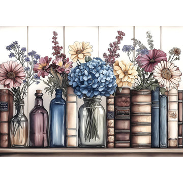 Vintage Books Flowers 1000 Piece Jigsaw Puzzle for mature-themeds - Challenging Floral and Book Lover Puzzle with Glass Bottles  Hydrangea - enhanced 27.6 x19.7  Puzzle for Game Night  Gifts  and Framing Art