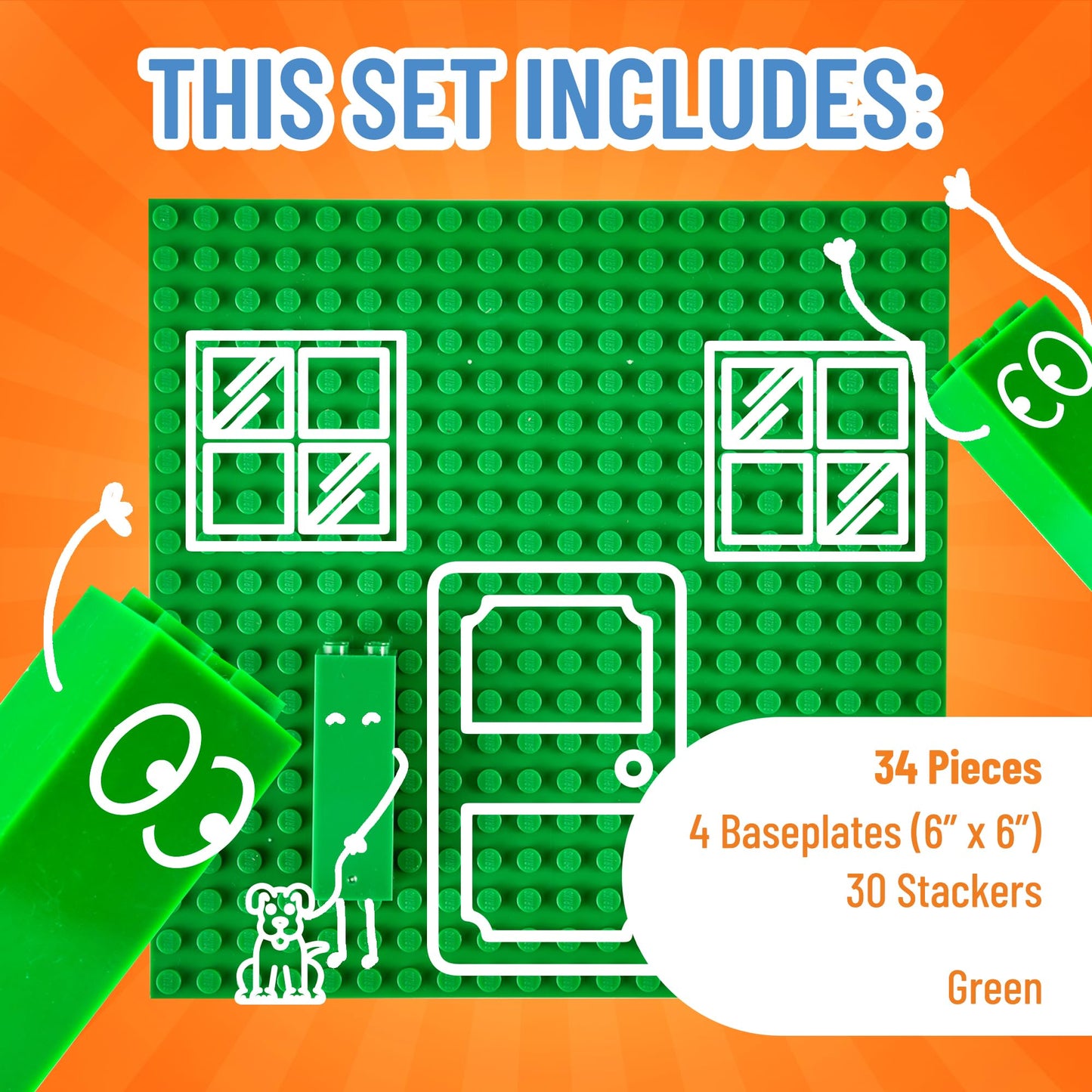 Strictly Briks Compatible With Lego Classic Stackable Baseplates, Building Bricks For Towers, Shelves, And More, Red, Green, Blu